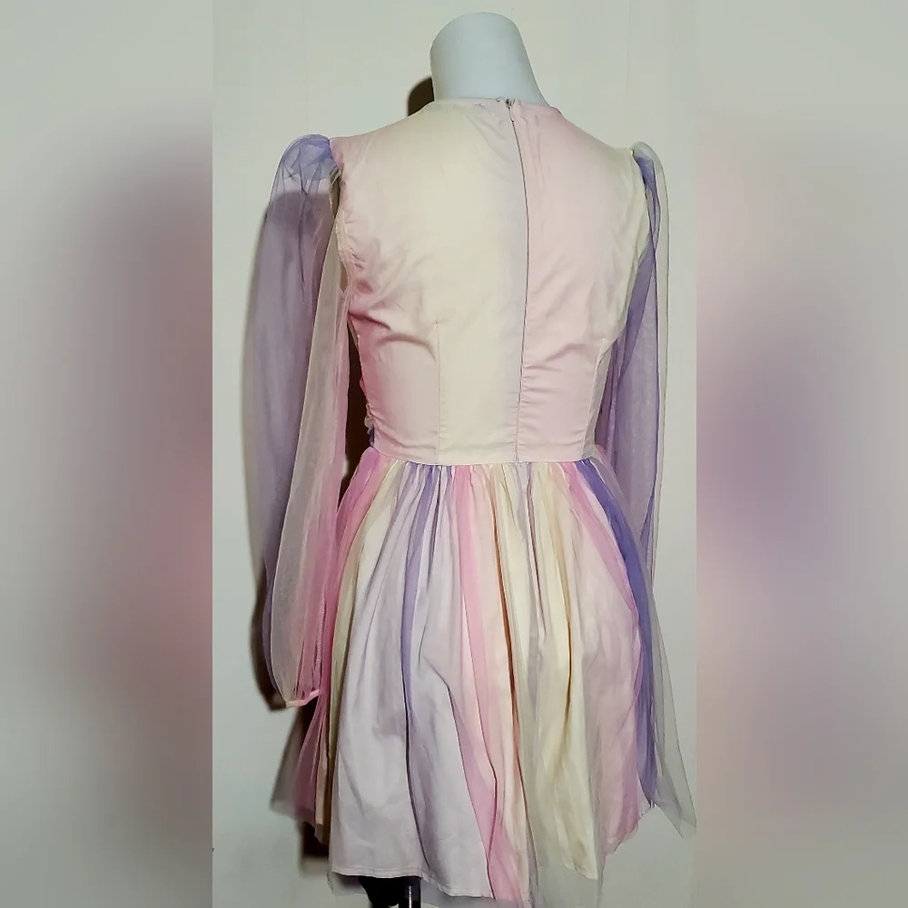 Whimsical Multicolor V-Neck Dress - Picture 2 of 7